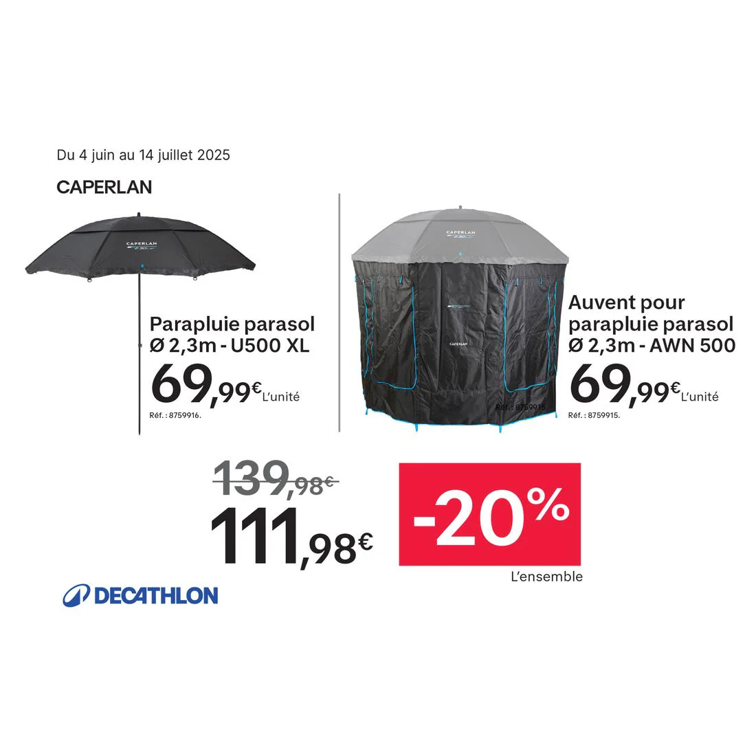 AUVENT POUR PARAPLUIE/PARASOL PÊCHE 2,3M AWN 500 - Image 13