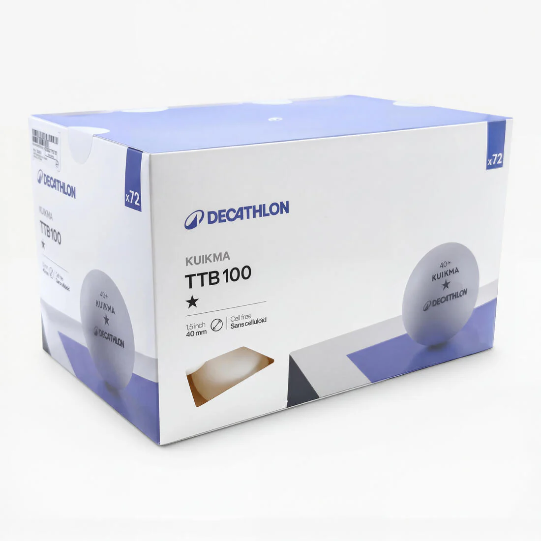 BALLES DE TENNIS DE TABLE TTB 100 1* 40+ X72 BLANCHES