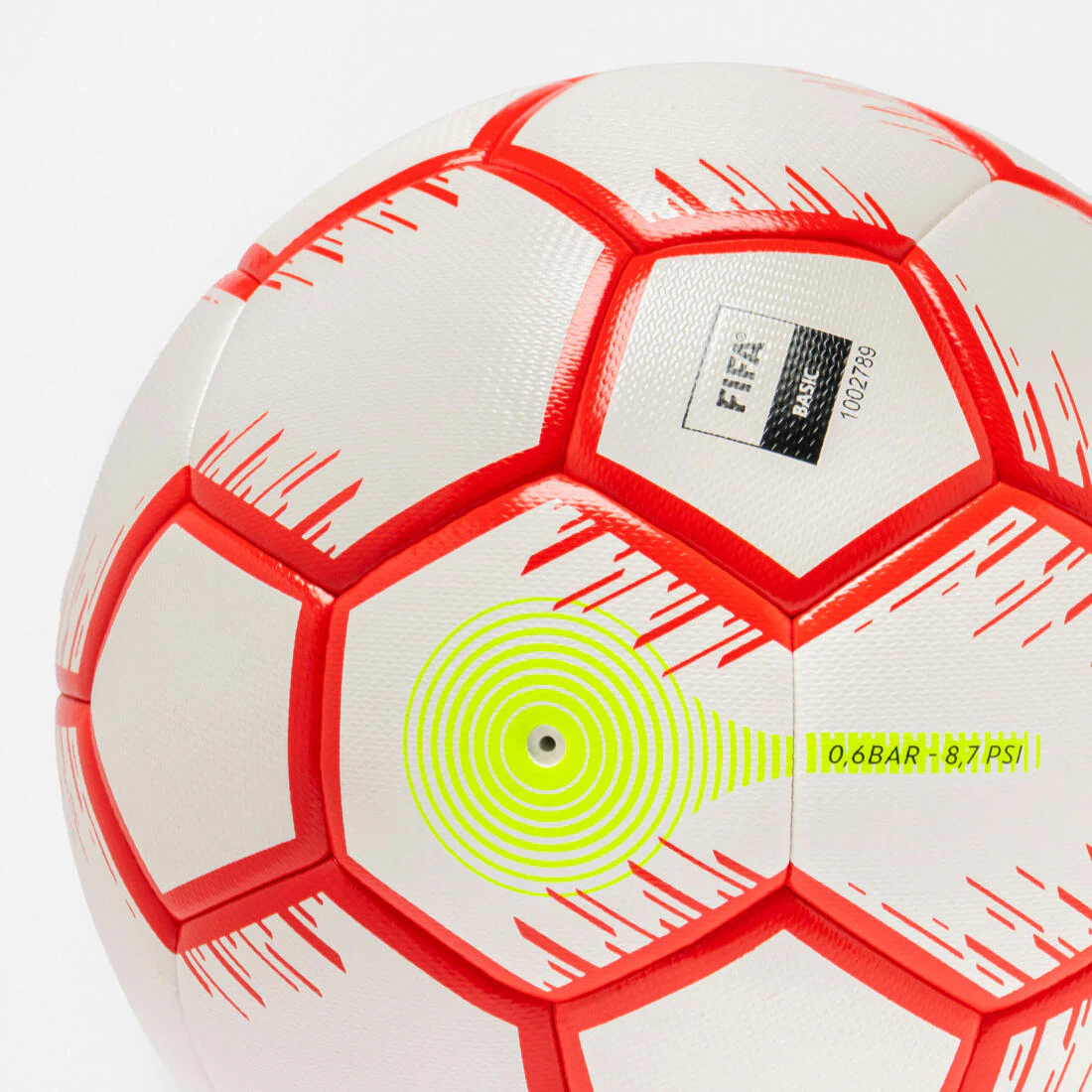 Ballon de futsal hybride taille 4, rouge fluo et blanc - Image 4