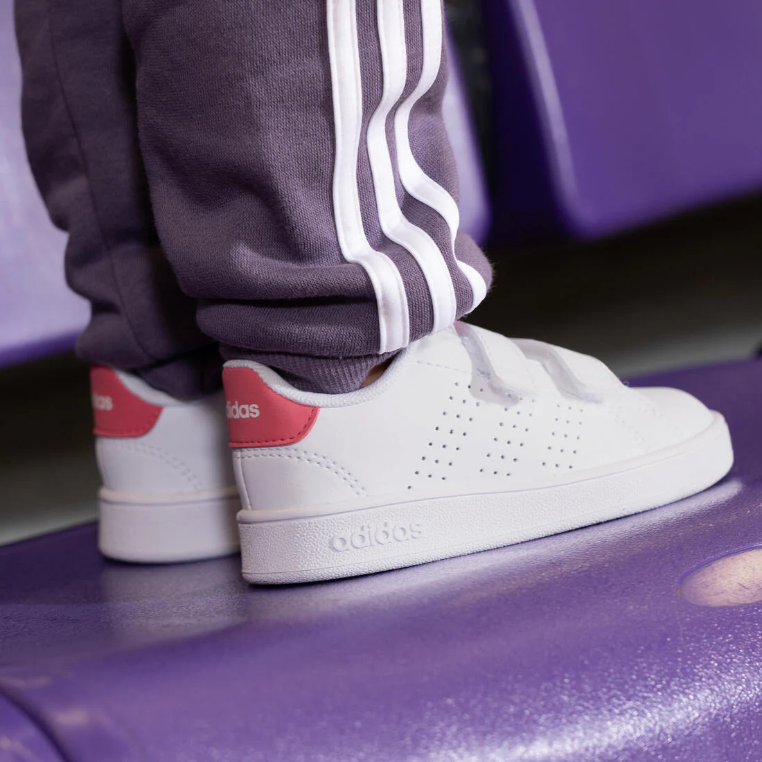 Baskets à scratch bébé - ADIDAS ADVANTAGE blanc/rose - Image 11