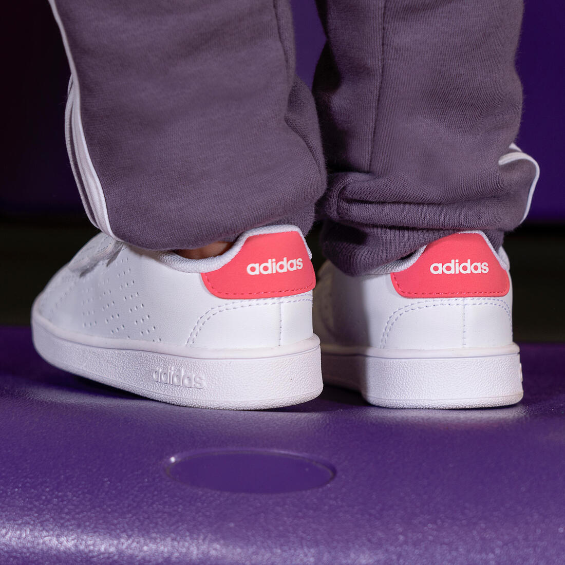 Baskets à scratch bébé - ADIDAS ADVANTAGE blanc/rose - Image 9