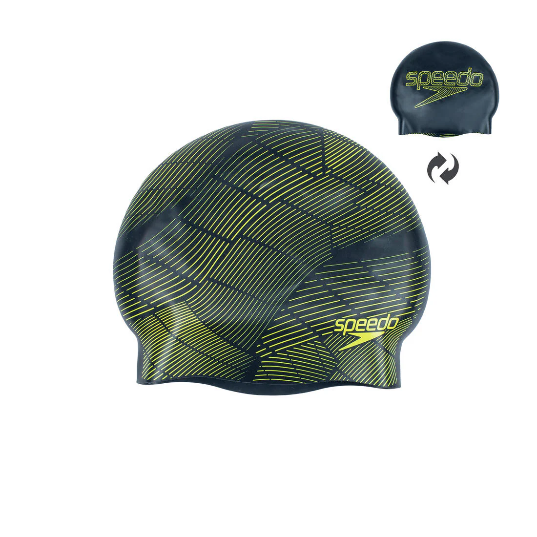 Bonnet de Bain Silicone SPEEDO DRIZZLE Noir Jaune Réversible - Image 4