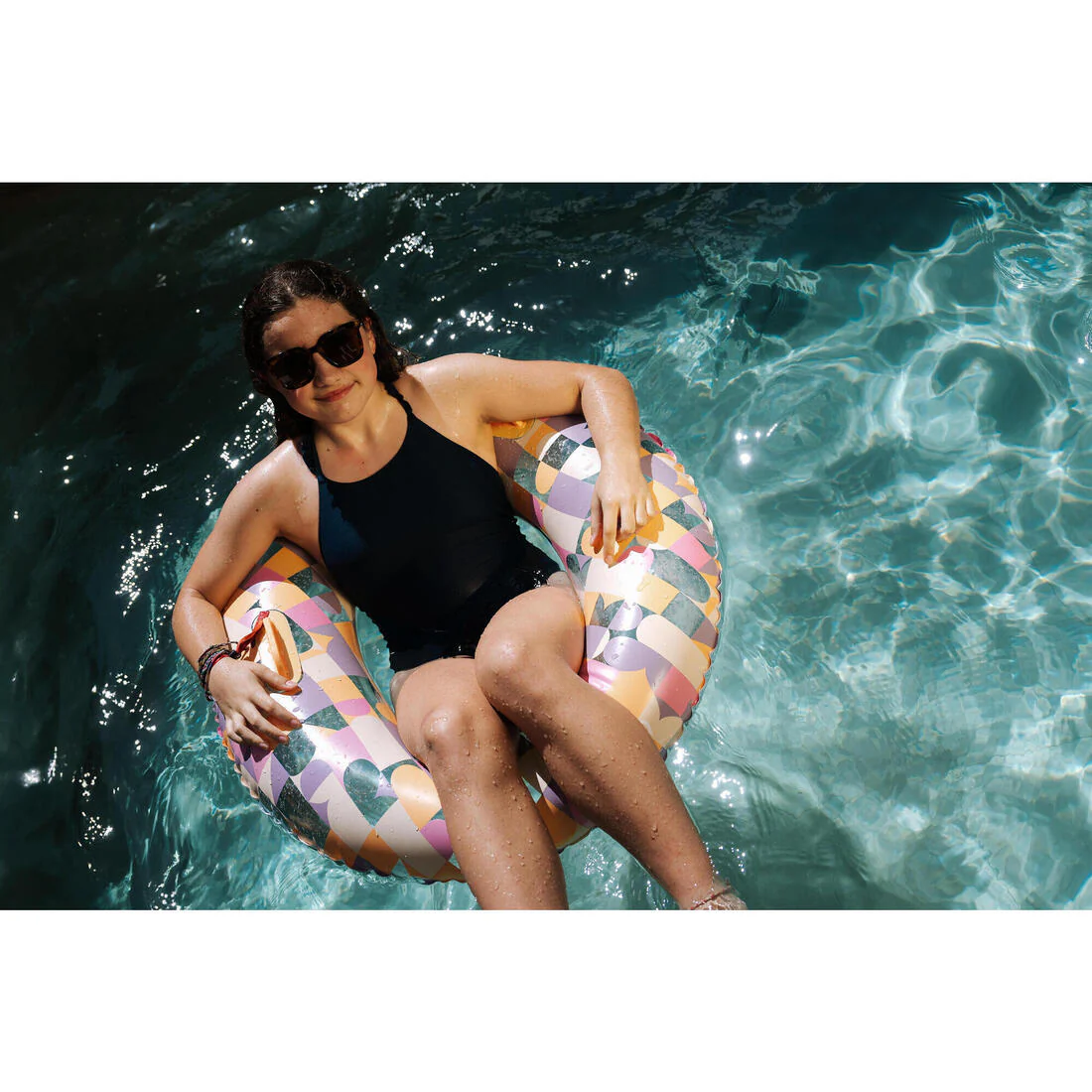 Bouée piscine gonflable imprimée grande taille 92 cm avec poignées - Image 21