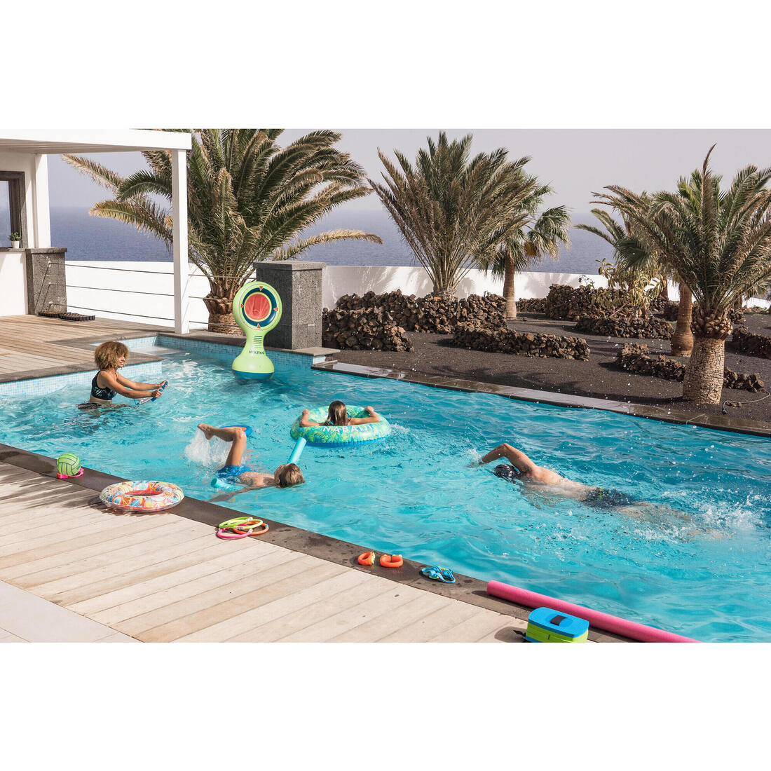 Bouée piscine gonflable imprimée grande taille 92 cm avec poignées - Image 7