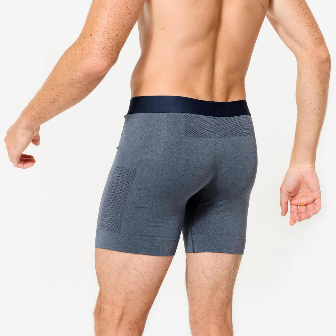 Boxer long sans couture homme, bleu chiné - Image 3