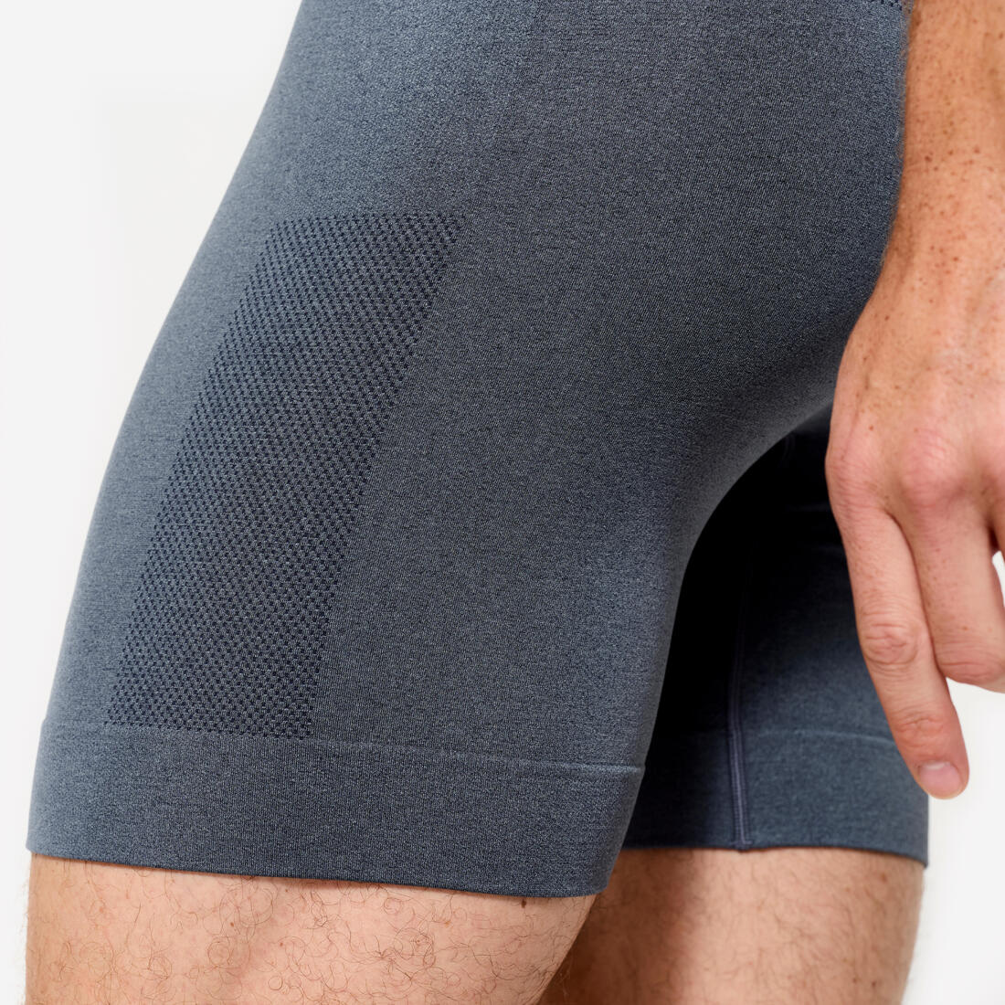 Boxer long sans couture homme, bleu chiné - Image 5