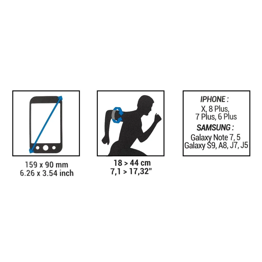 Brassard running smartphone grand téléphone Homme Femme - KIPRUN rose - Image 4