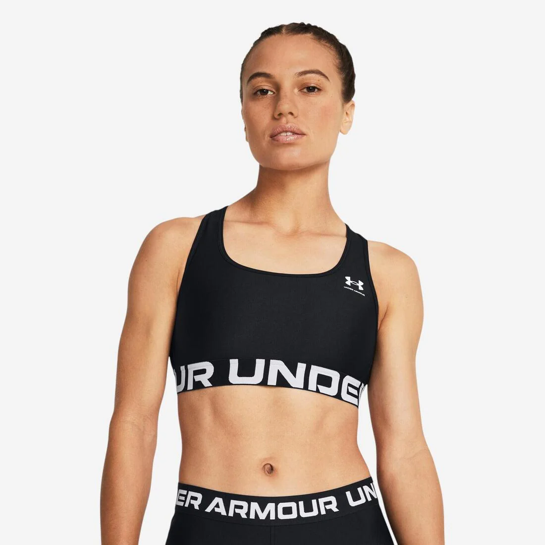 Brassière de sport HeatGear® Armour Mid Branded pour femme, noir