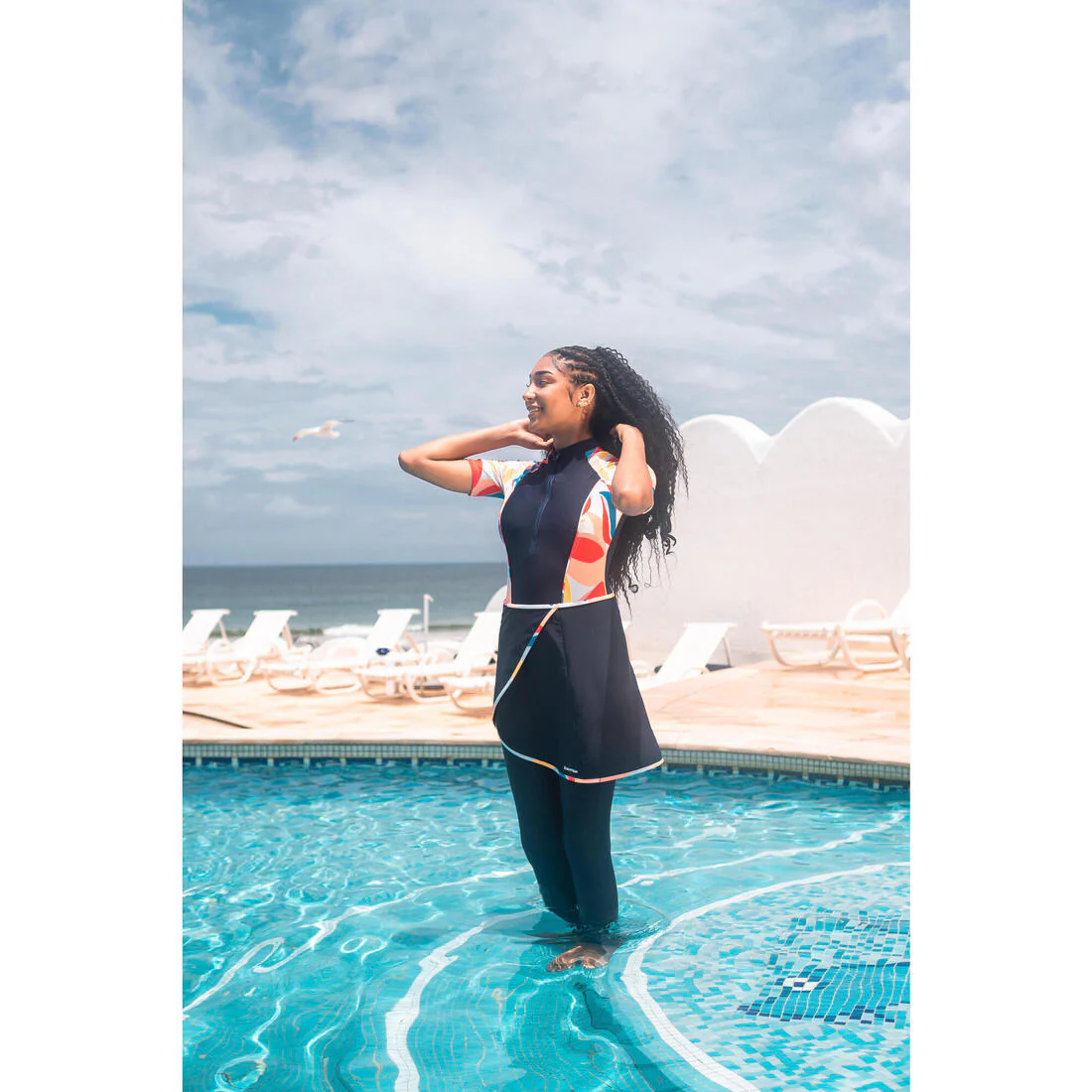 BURKINI RIME 100 MANCHES COURTES NAVY LEA MELON - Image 6