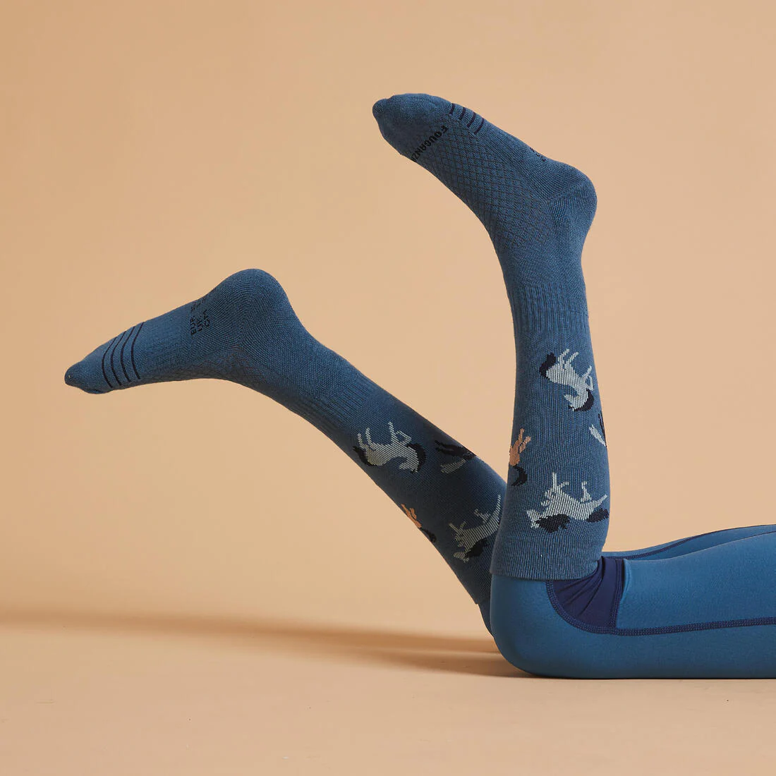 Chaussettes d'équitation enfant sks 500 motifs poneys marine et rose. lot de 2 - Image 4