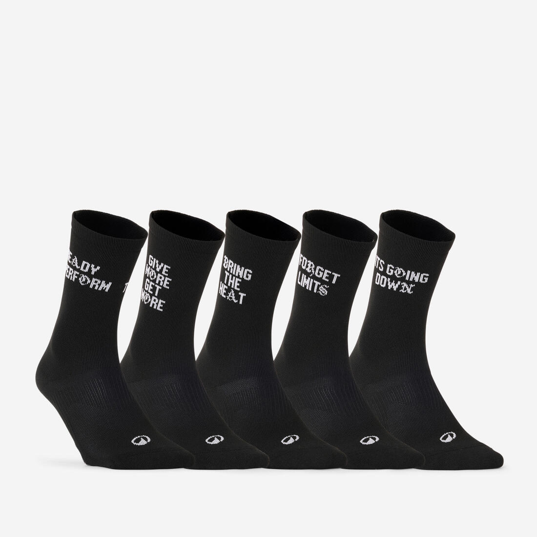 Chaussettes de fitness mi-mollet x5, noir imprimé - Image 2