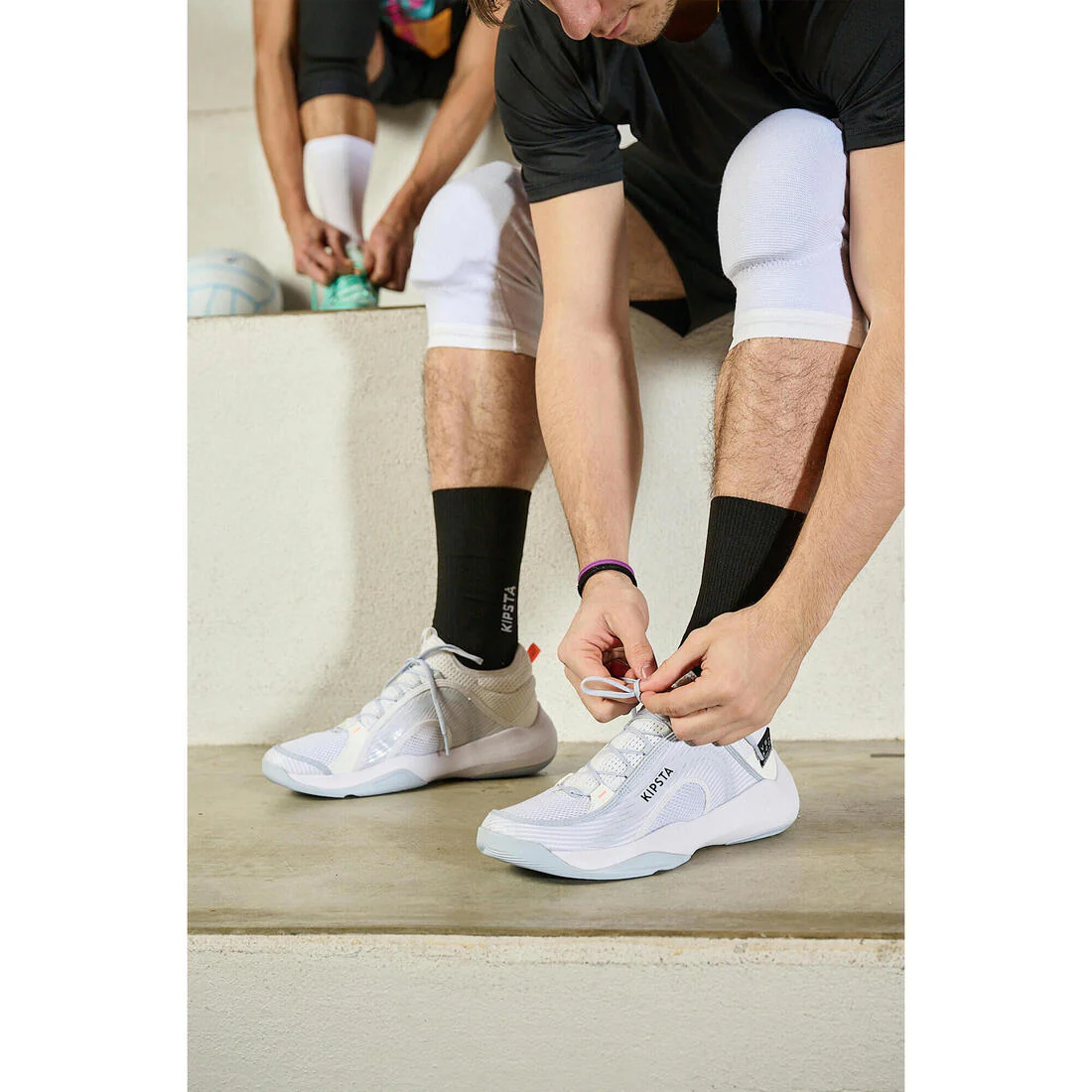 Chaussettes de volley-ball VSK500 Mid blanches - Image 12