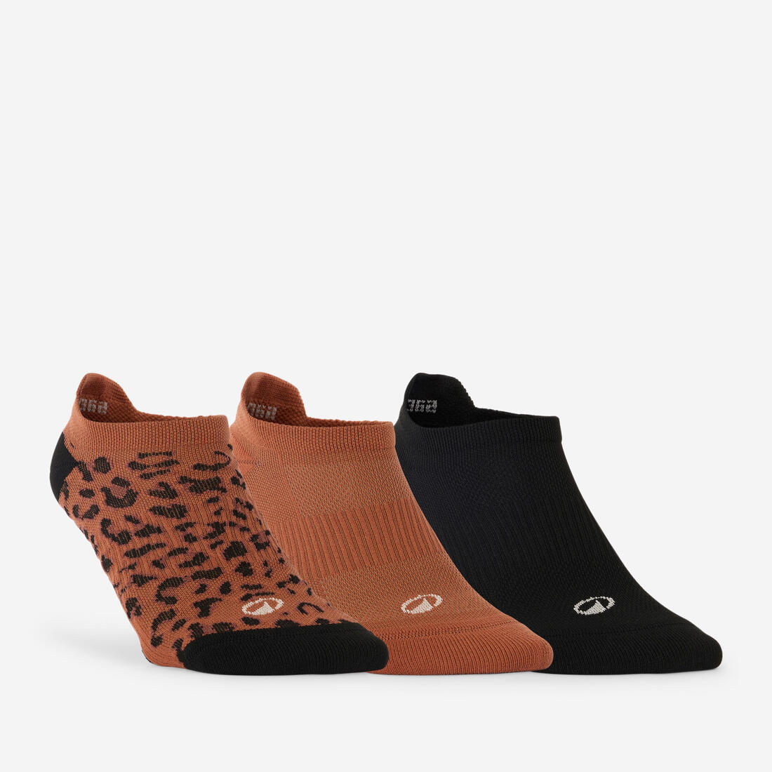 Chaussettes invisibles de fitness x3 femme, vert marron et