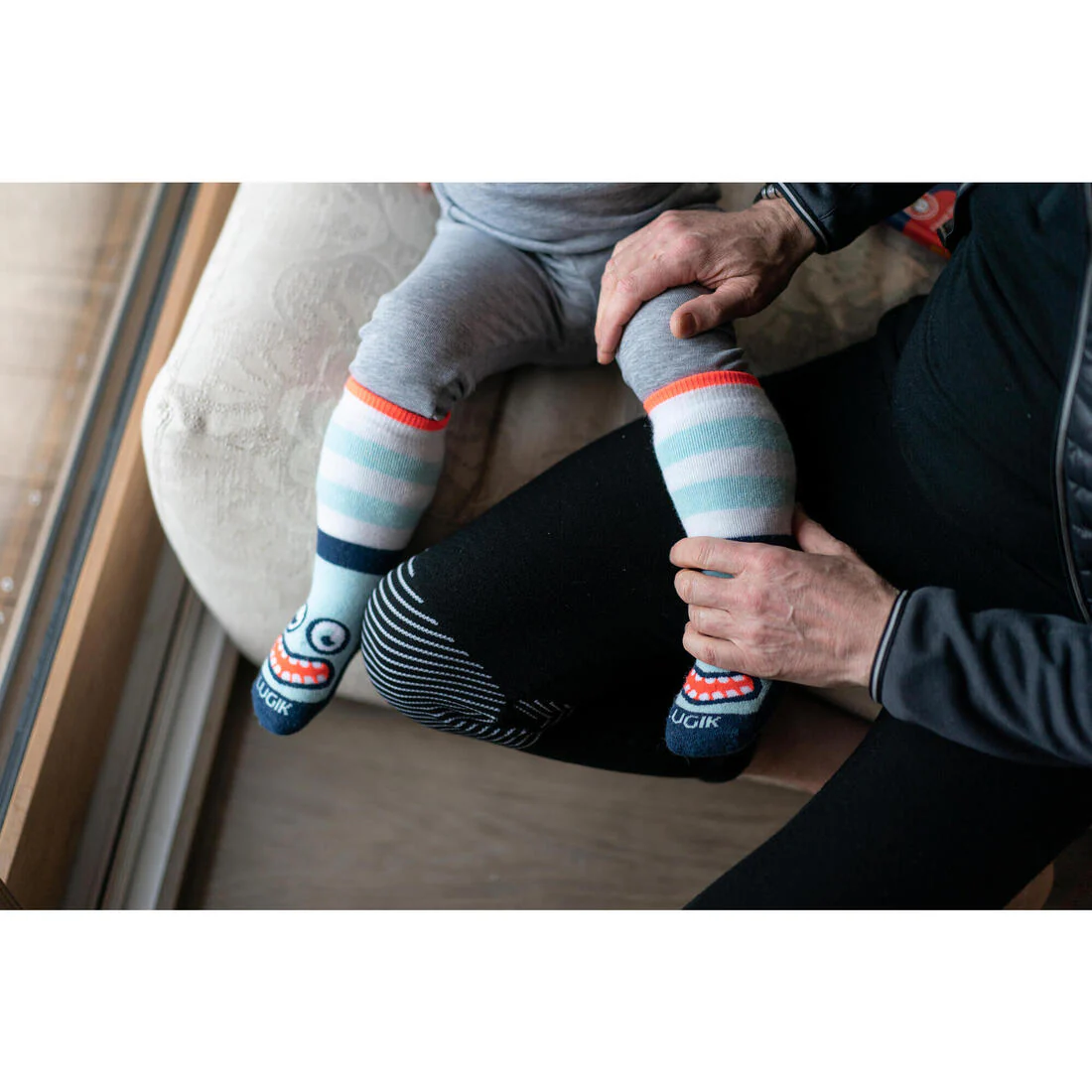 Chaussettes ski bébé WARM turquoises - Image 7