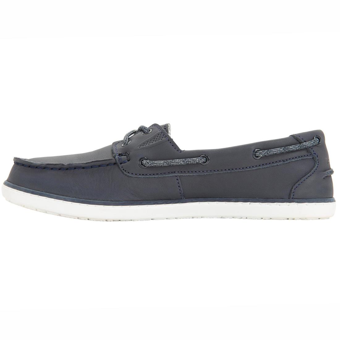 Chaussures bateau en cuir SAILING 500 femme Navy - Image 4