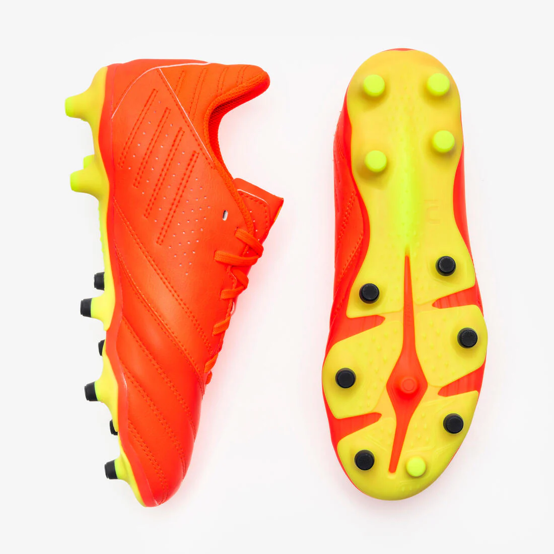 CHAUSSURES DE FOOTBALL ENFANT EN CUIR ET A LACETS VIRALTO II FG ACID RED - Image 8