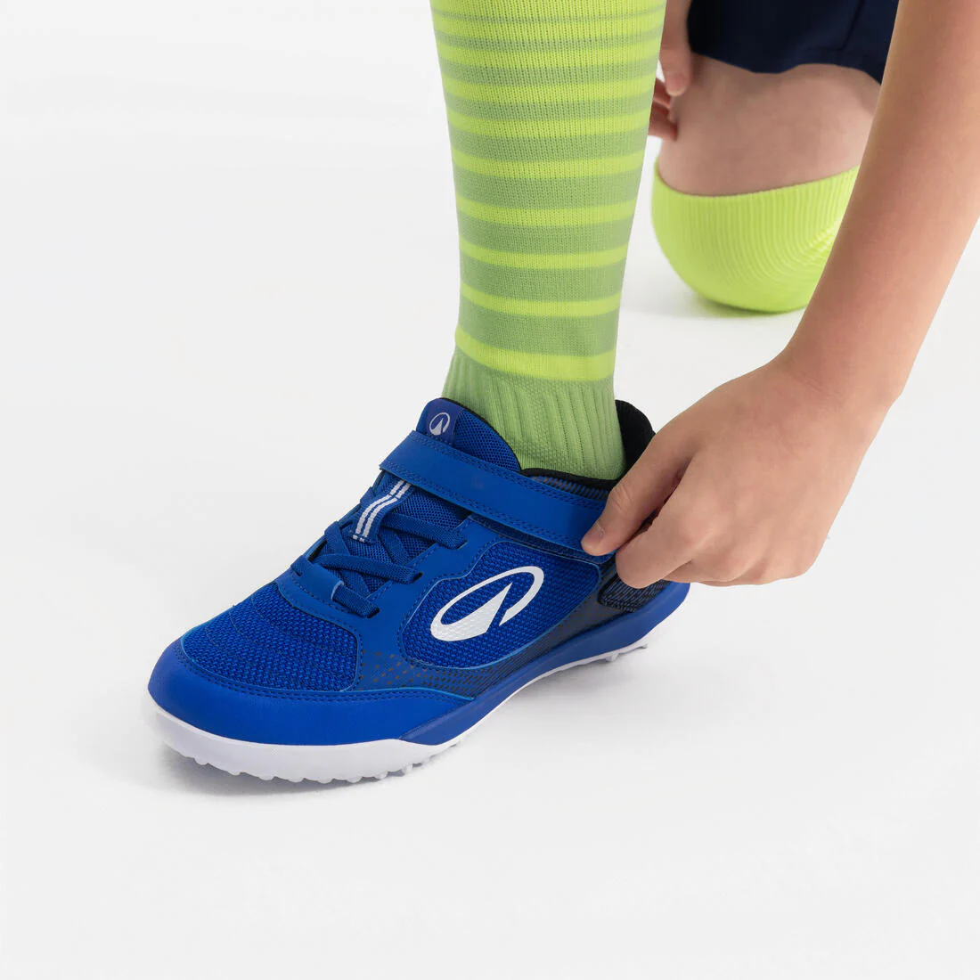 Chaussures de football sans lacet enfant, Eskudo Club Turf Easy bleu et - Image 11