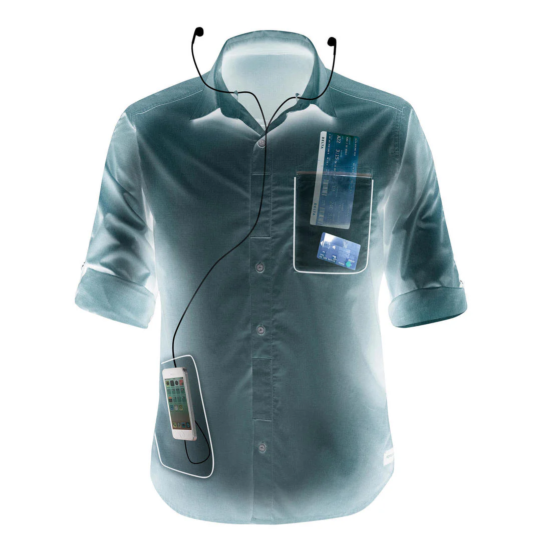 Chemise de trek voyage - TRAVEL 500 MODUL manches longues kaki homme - Image 4