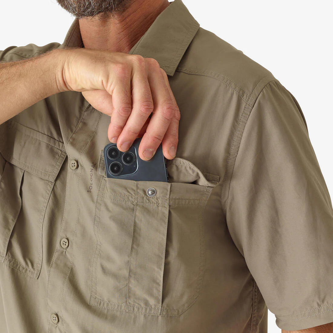 Chemise legere manches courtes 100 verte - Image 3