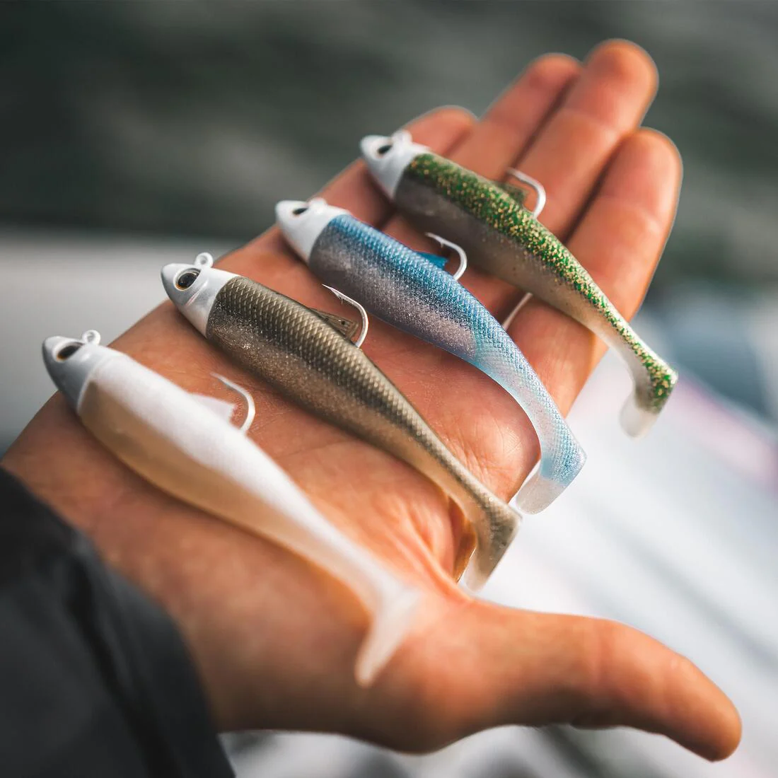 COMBO leurres souples Shad OSARDA 100 Bleu/Vert pailleté - Image 30