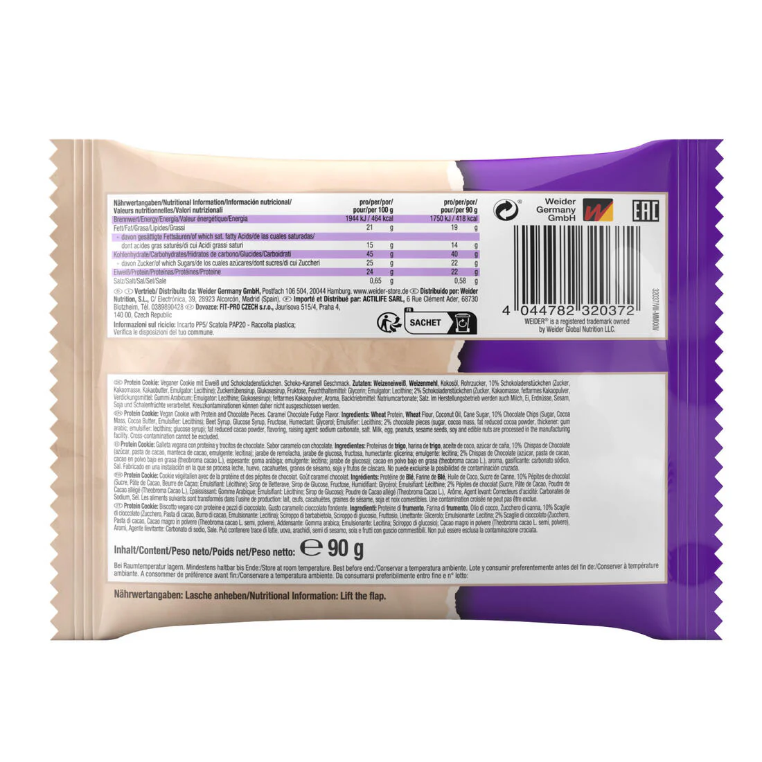Cookie protéiné caramel chocolat 100% vegan 90g - Image 2