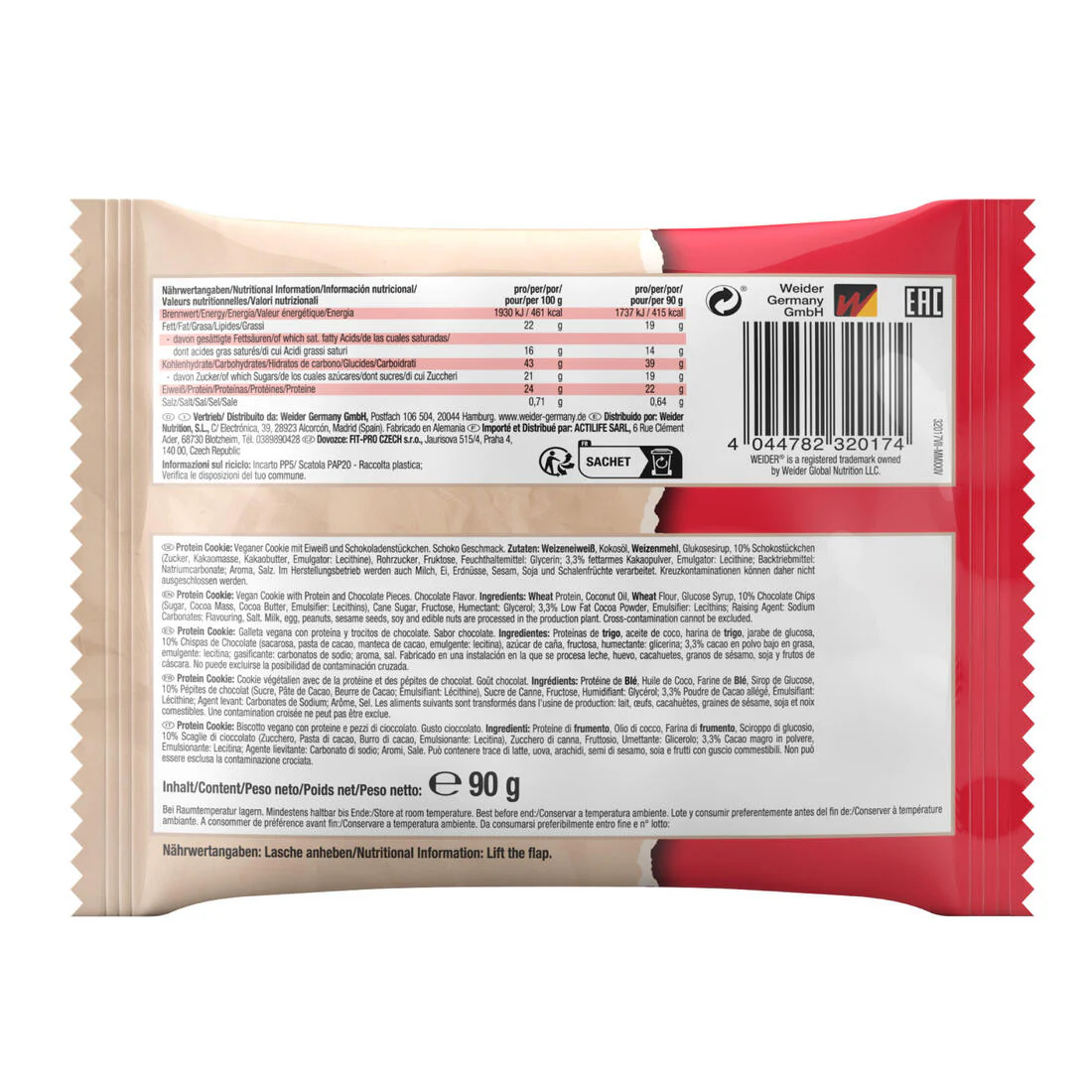 Cookie protéiné double choc chips 100% vegan 90g - Image 2