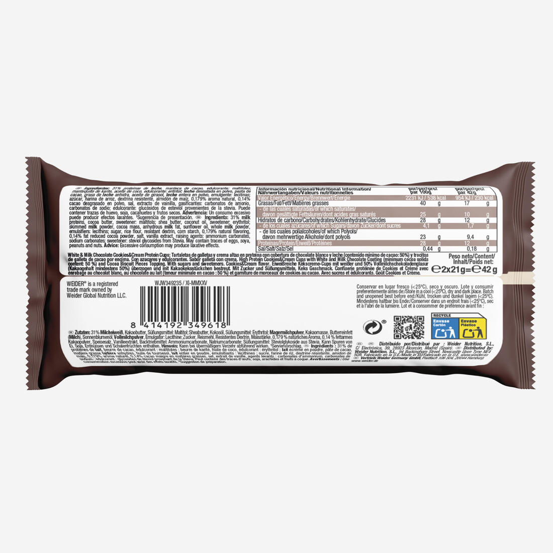 Coupelles protéinées cookie & cream enrobées chocolat au lait, 2x21g - Image 3