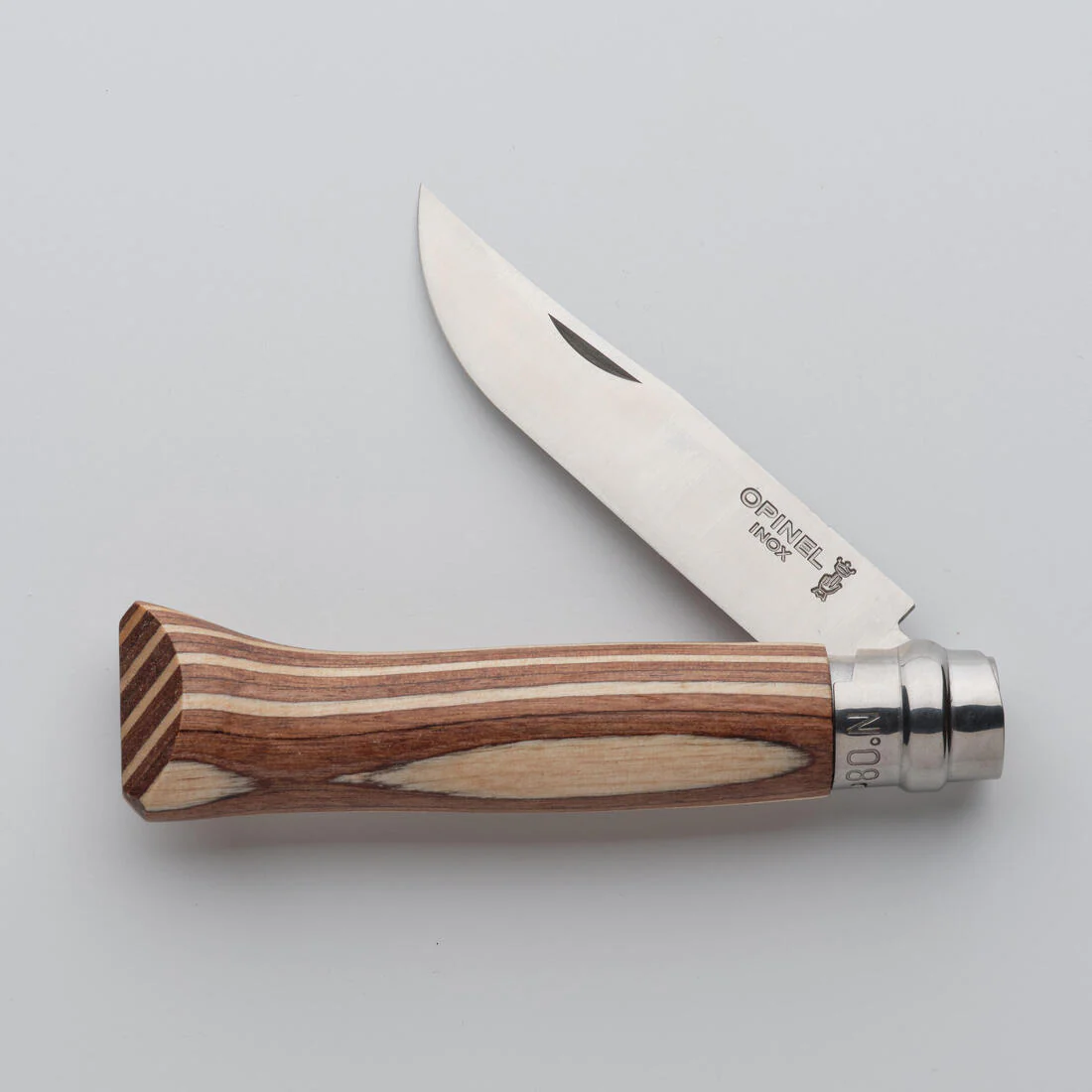 Couteau 8,5 cm Inox Opinel n°8 Bouleau Lamellé Brun - Image 2