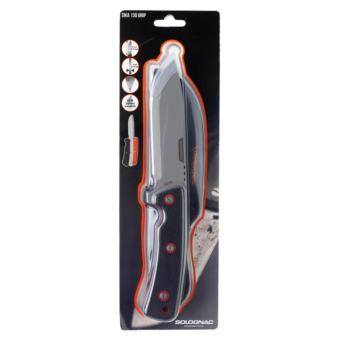 Couteau Chasse Fixe 13cm Grip noir Sika 130 - Image 9