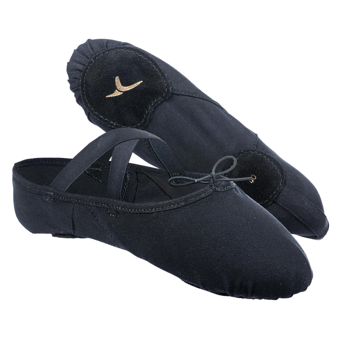 Demi-pointes de danse classique bi-semelles en toile femme, noires - Image 10