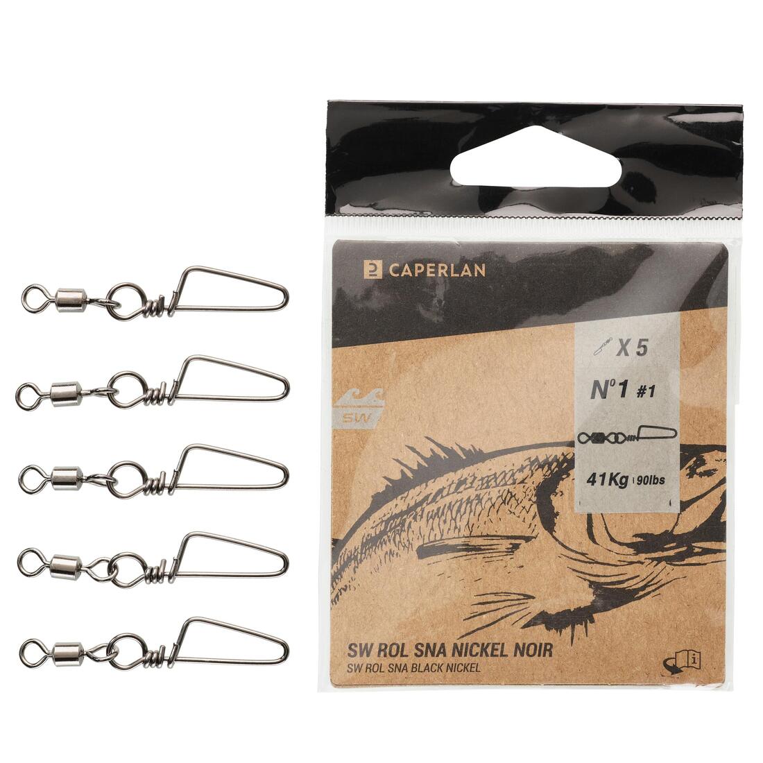 Émerillon agrafe pêche en mer rolling snap BLACK NICKEL SW ROL SNA BLK x5 - Image 3