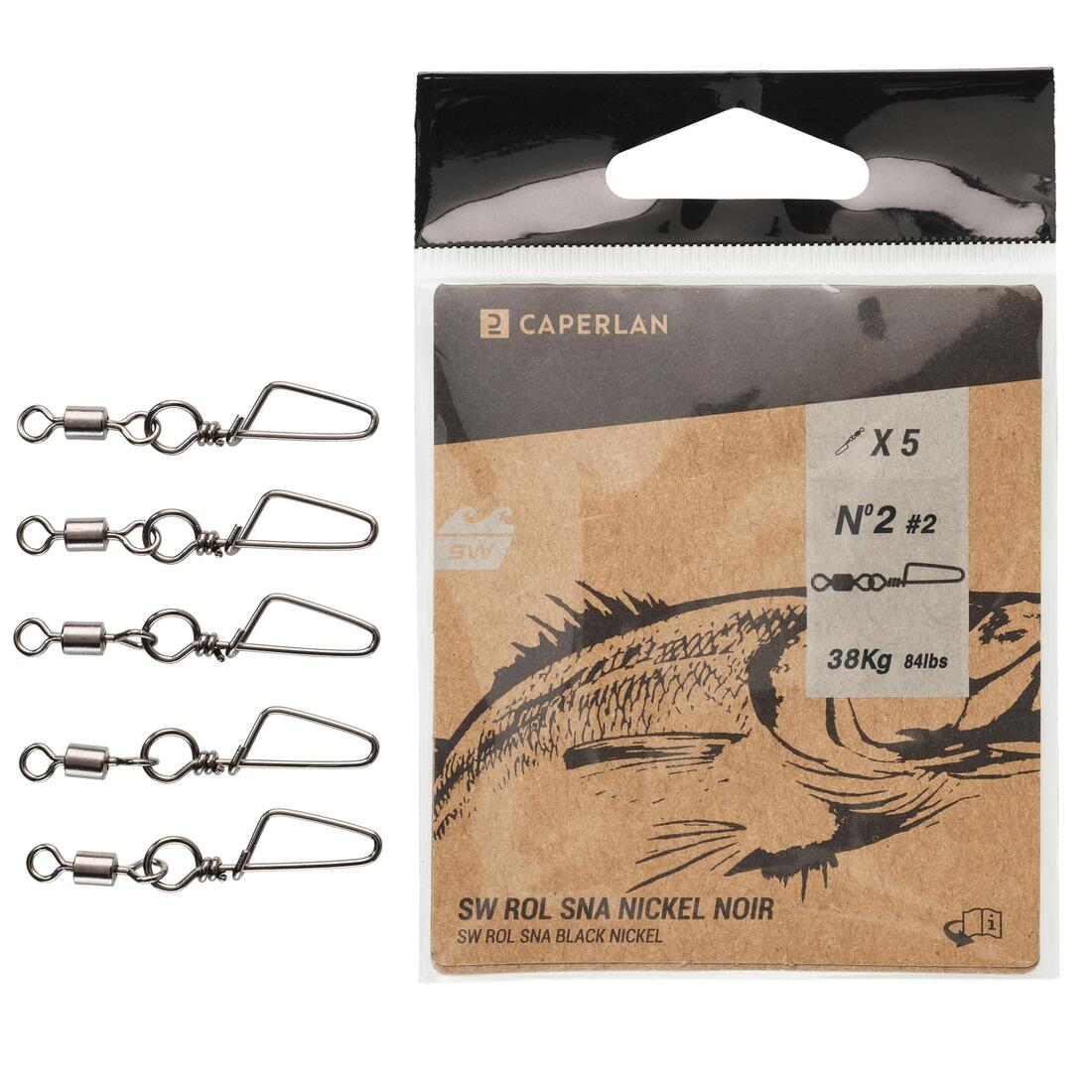 Émerillon agrafe pêche en mer rolling snap BLACK NICKEL SW ROL SNA BLK x5 - Image 5