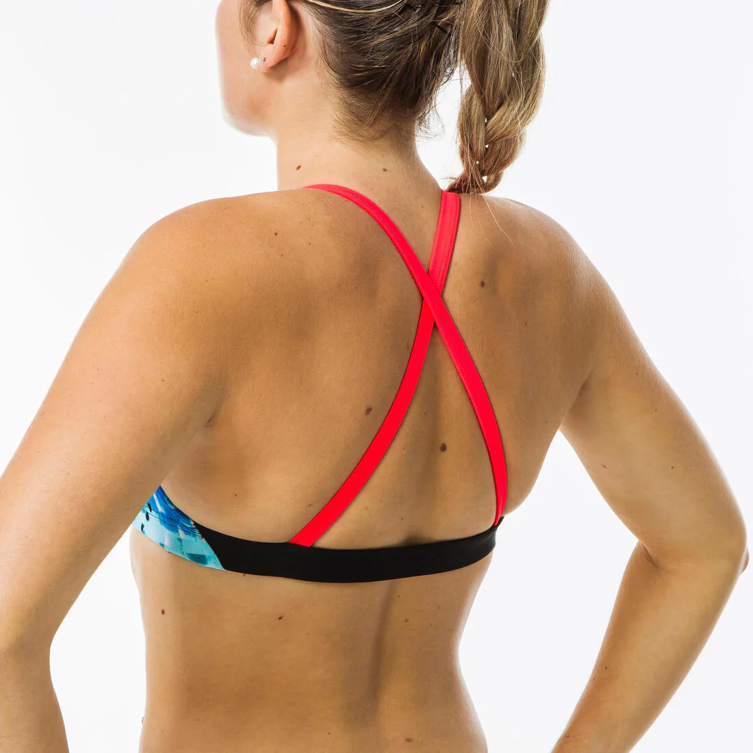 Haut de maillot de bain de natation femme Jana bleu et corail - Image 10