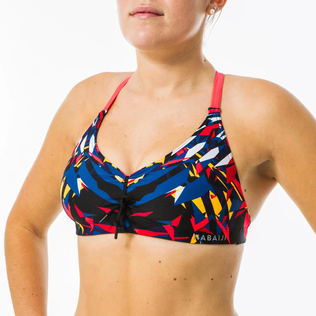 Haut de maillot de bain de natation femme Jana bleu et corail - Image 11
