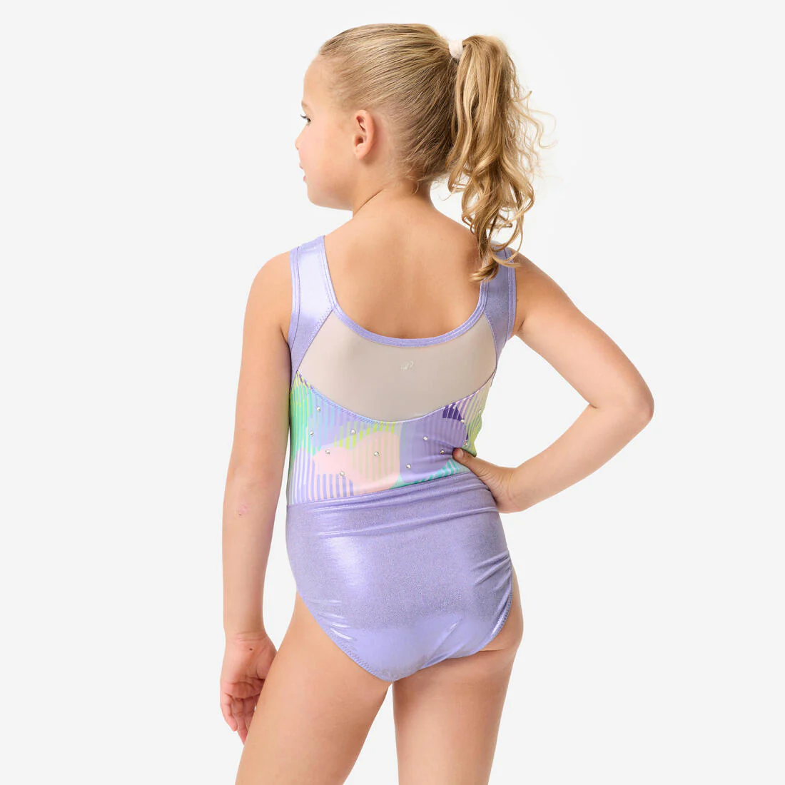 Justaucorps de gymnastique sans manches fille, mauve et - Image 4