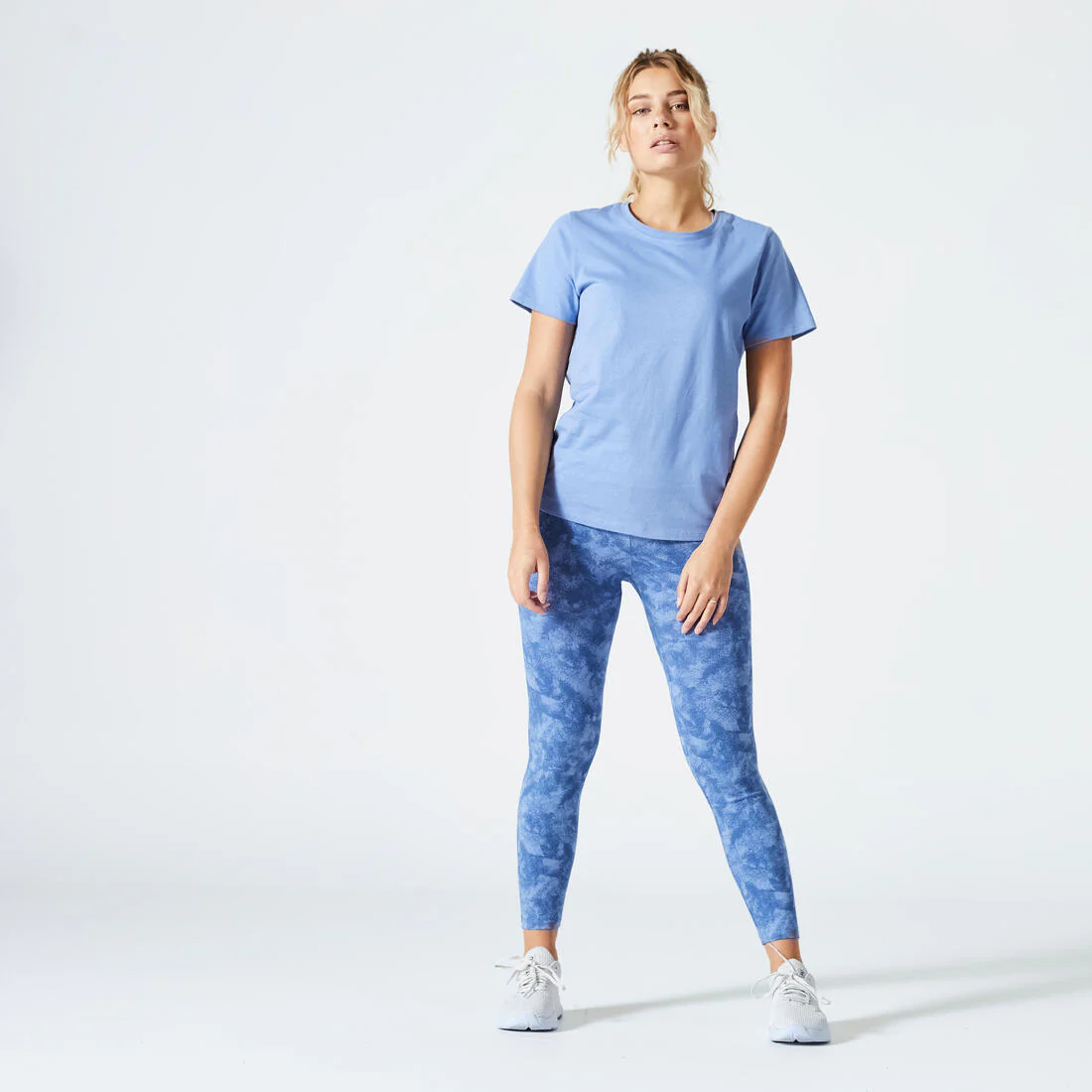 Legging 7/8 fitness femme Fit+ - 500 Imprimé rose Fushia - Image 2