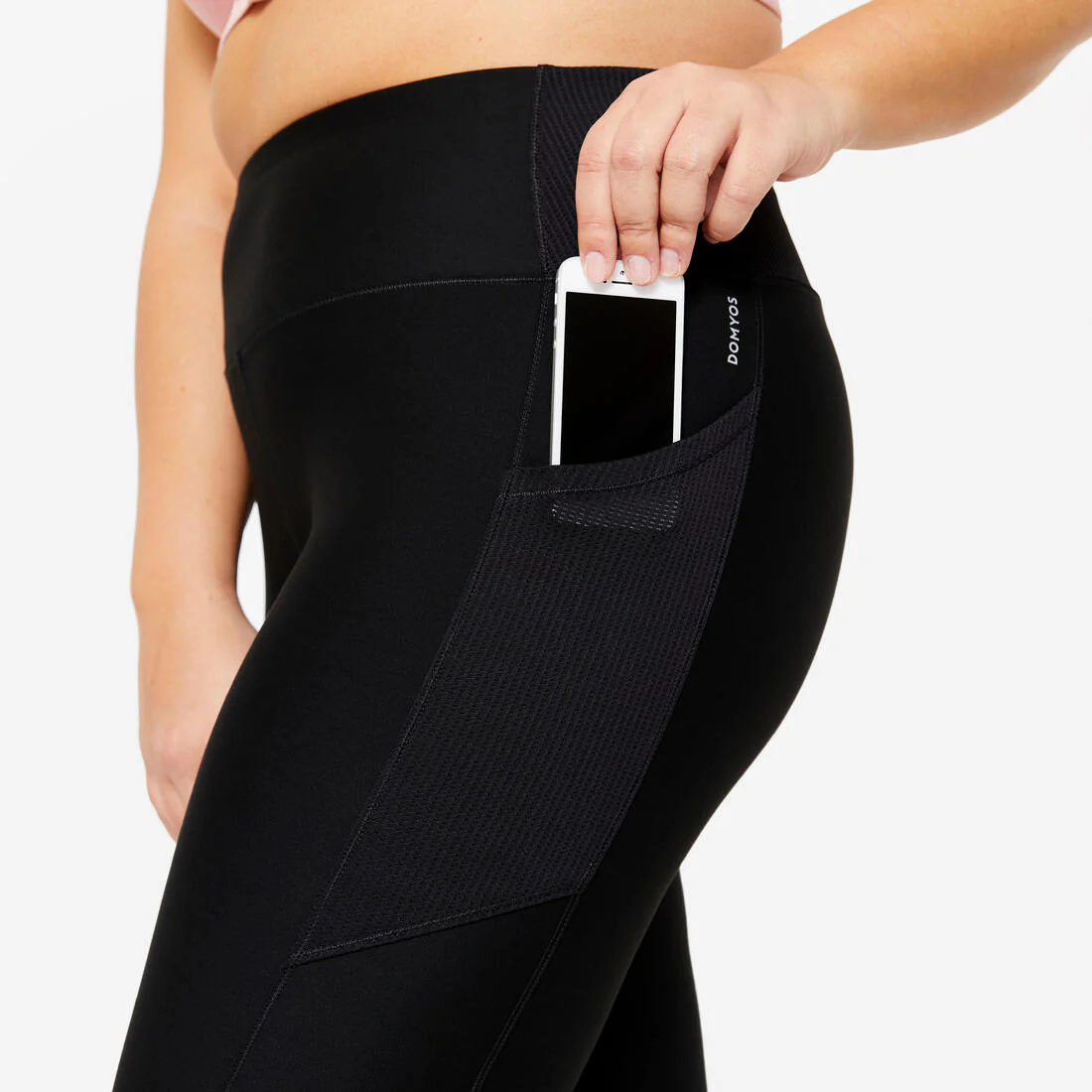 Legging de sport grande taille avec poche femme, noir - Image 3