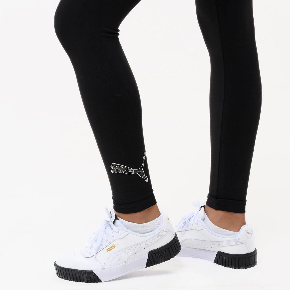 Legging confortable en coton 7/8 femme, noir - Image 3