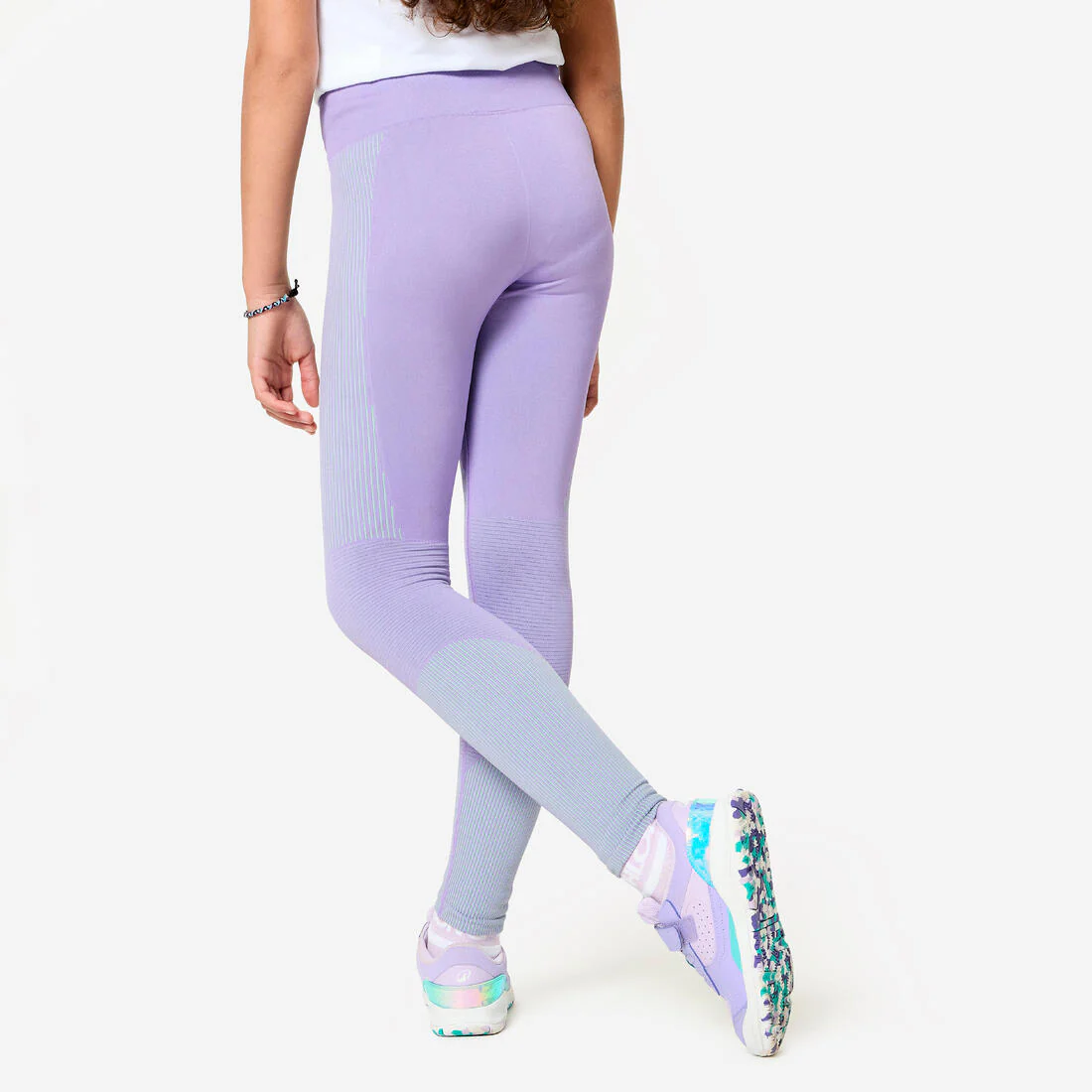 Legging de fitness sans couture fille, rose et vert - Image 4