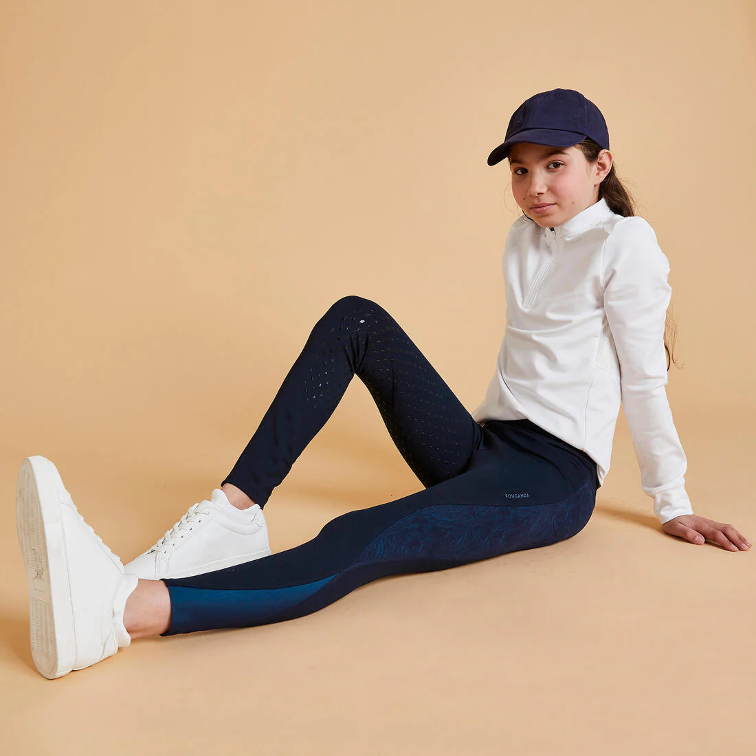 Legging équitation fullgrip Enfant - 500 marine print - Image 4
