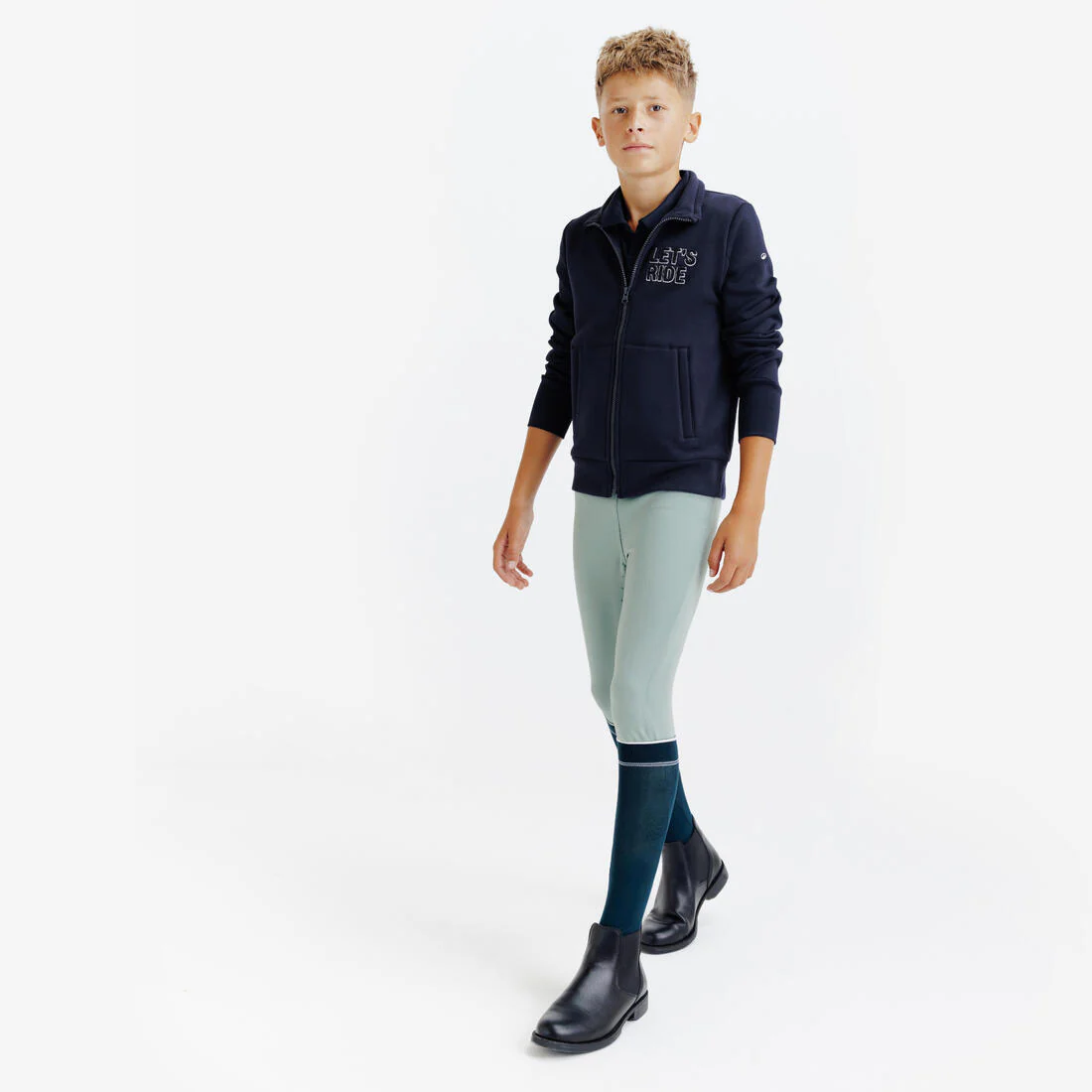 Legging équitation fullgrip Enfant - 500 marine print - Image 7
