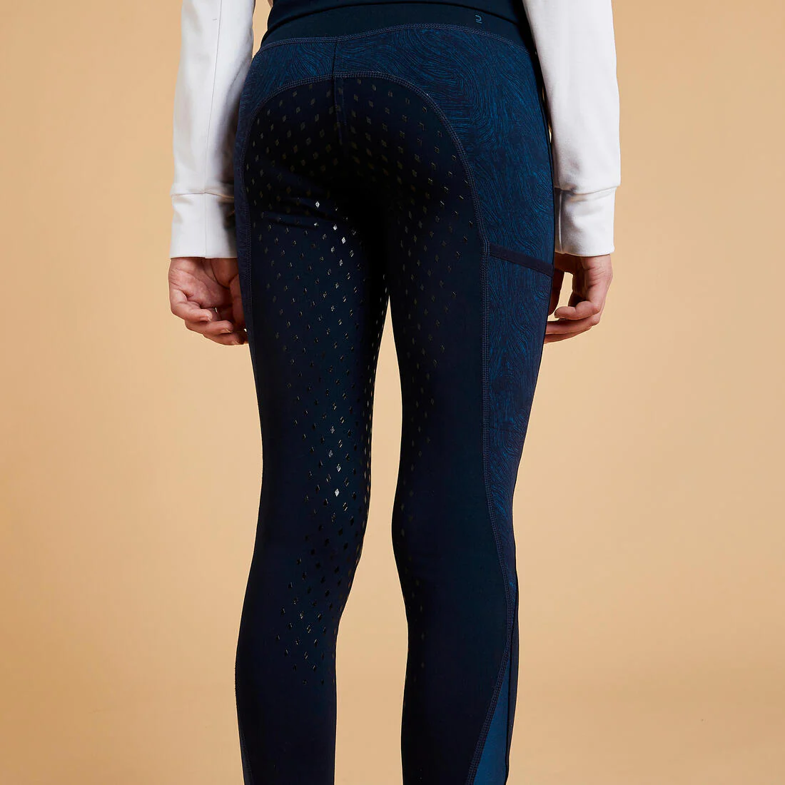 Legging équitation fullgrip Enfant - 500 marine print - Image 8