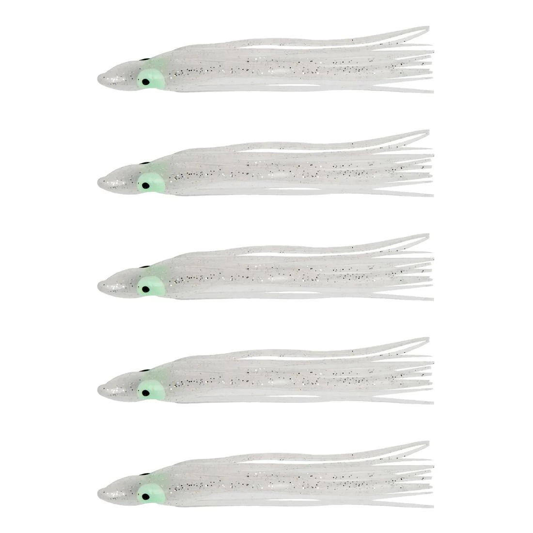 Leurre Octopus 6cm blanc paillette x5 pêche en mer - Image 2