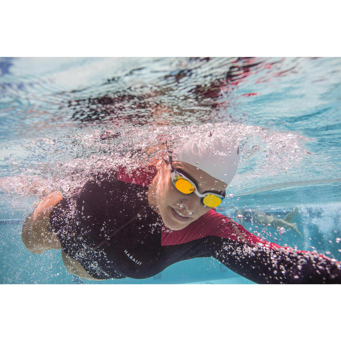 Lunettes de natation Taille Unique - Bfit blanches verres miroirs - Image 25
