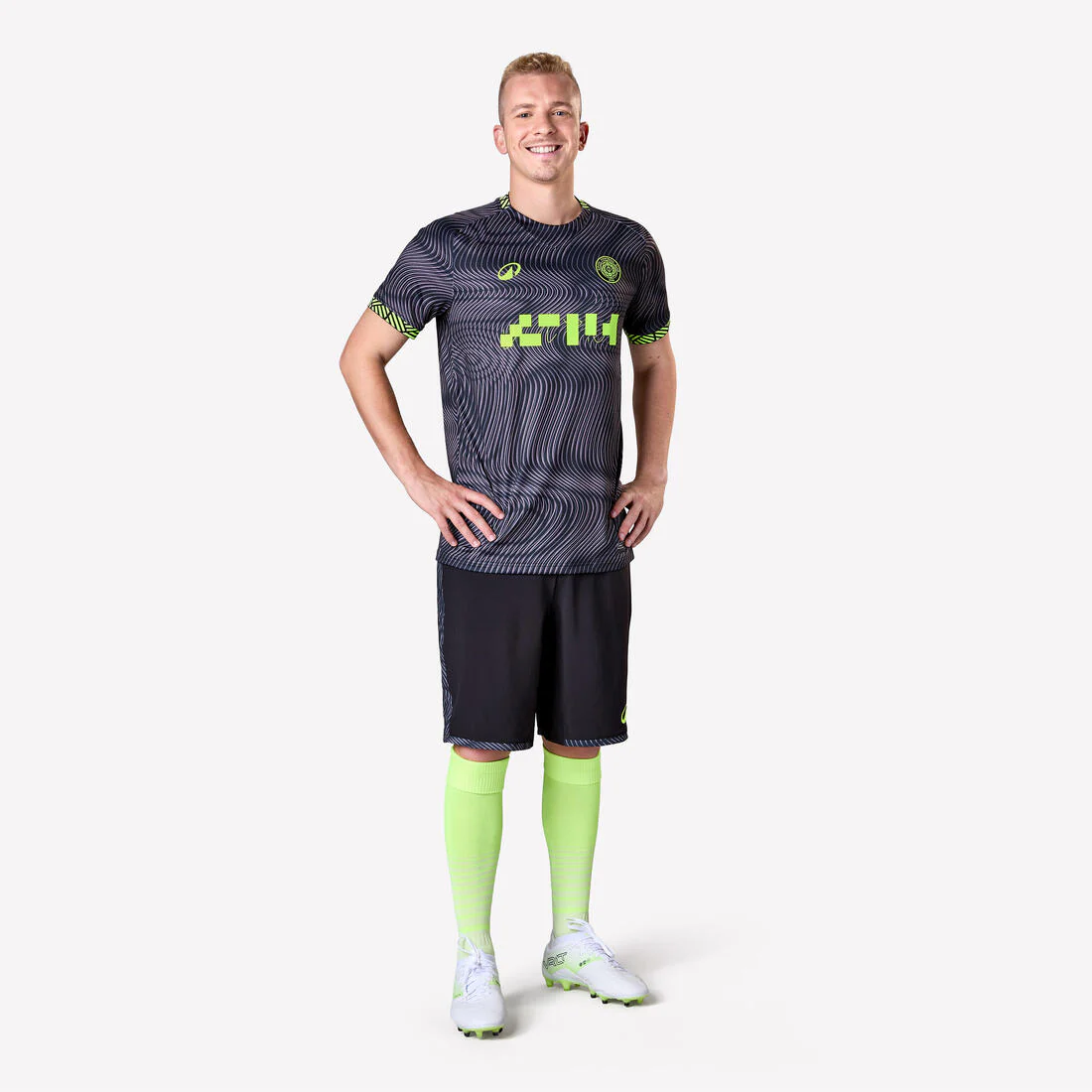 Maillot de football adulte Viralto II wavy noir & jaune fluo - Image 8