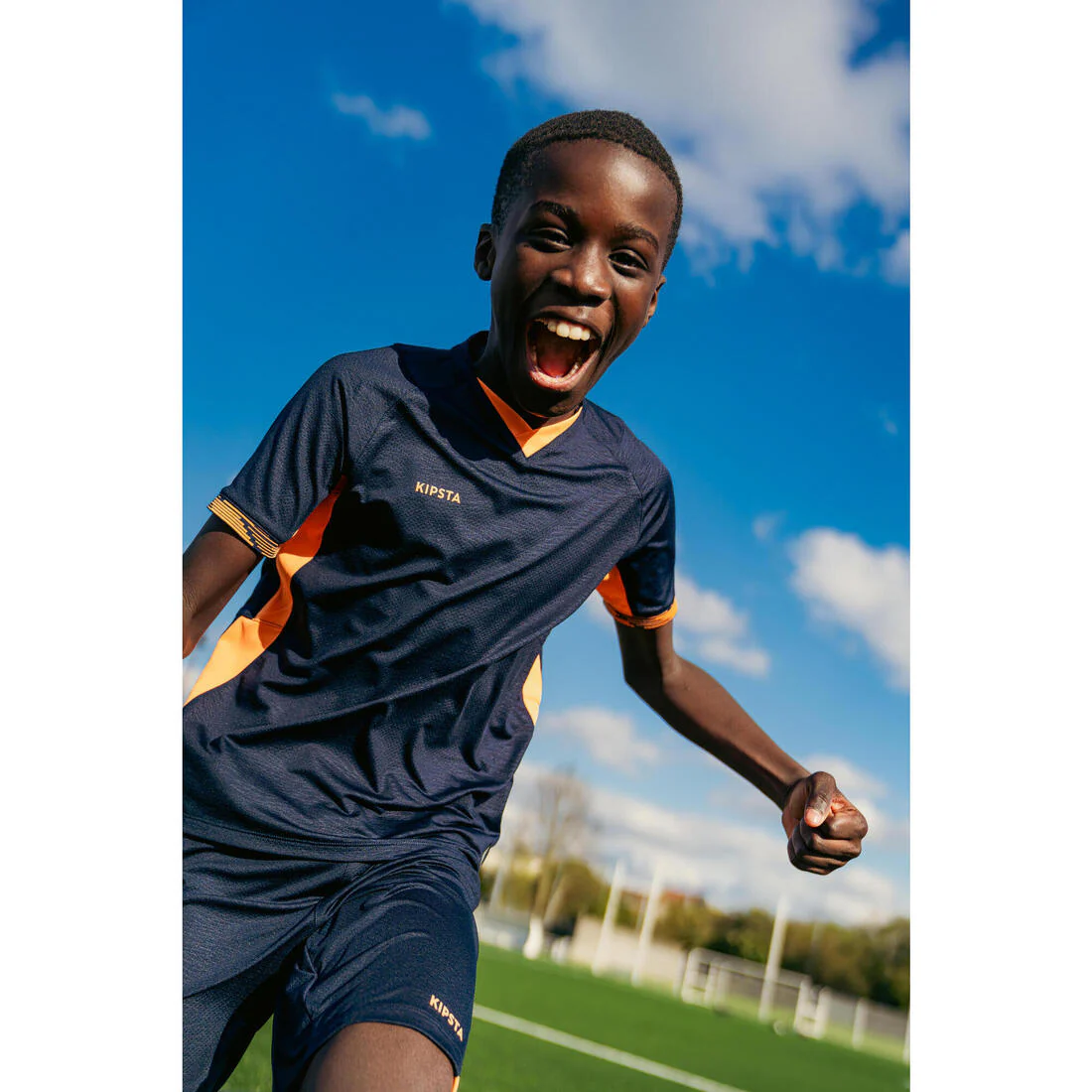 Maillot de football CLR manches courtes Enfant Orange et Marine - Image 4