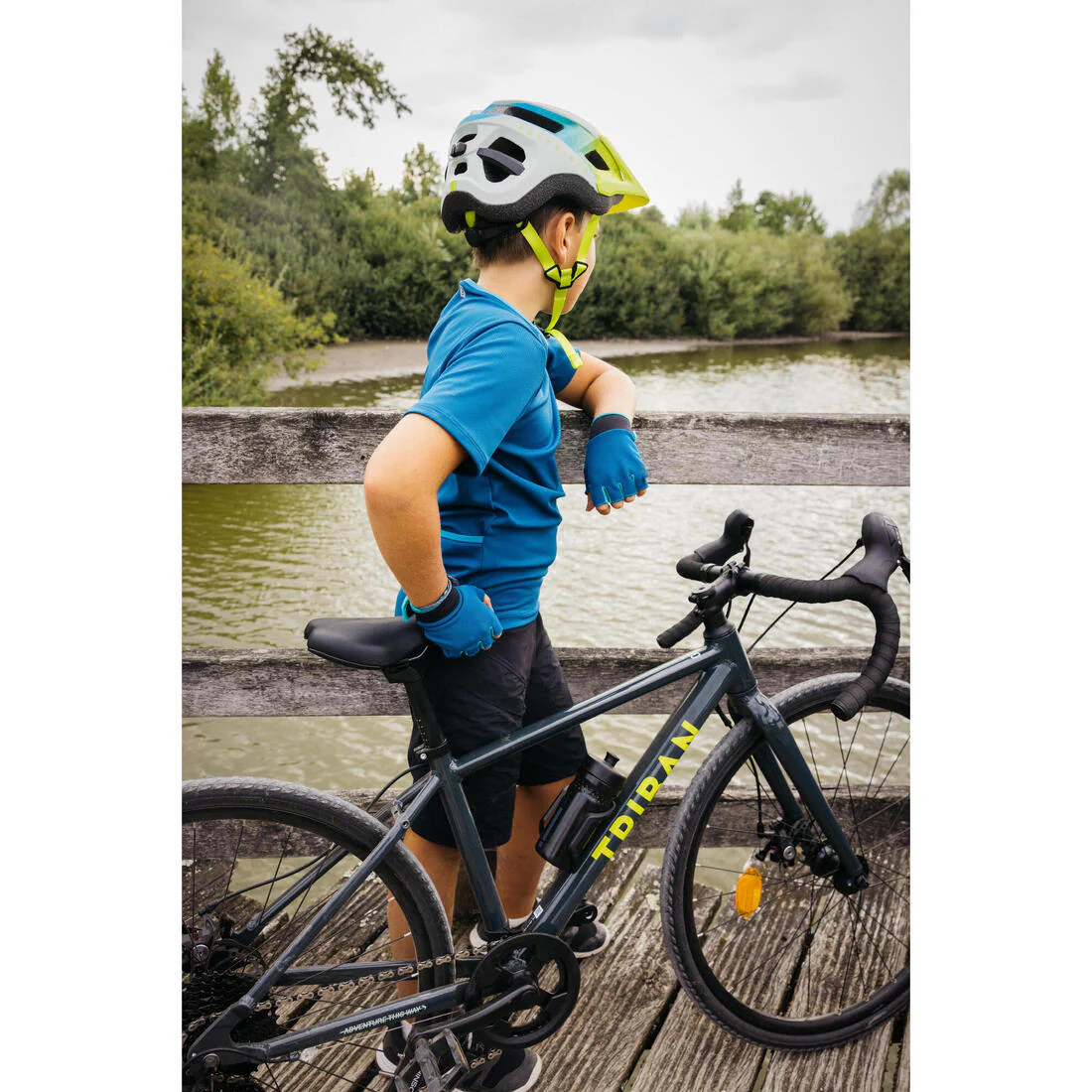 MAILLOT MANCHES COURTES VÉLO ENFANT 100 BLEU 7-13ANS - Image 11