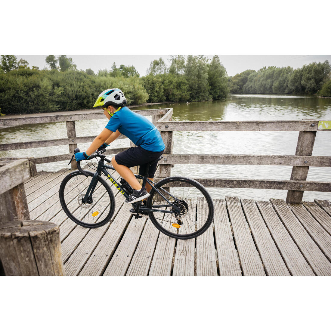 MAILLOT MANCHES COURTES VÉLO ENFANT 100 BLEU 7-13ANS - Image 9