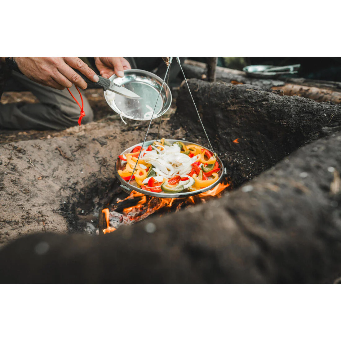 Plancha Poele cuisson sur feu trépied 30 cm Bushcraft acier inoxydable - Image 9