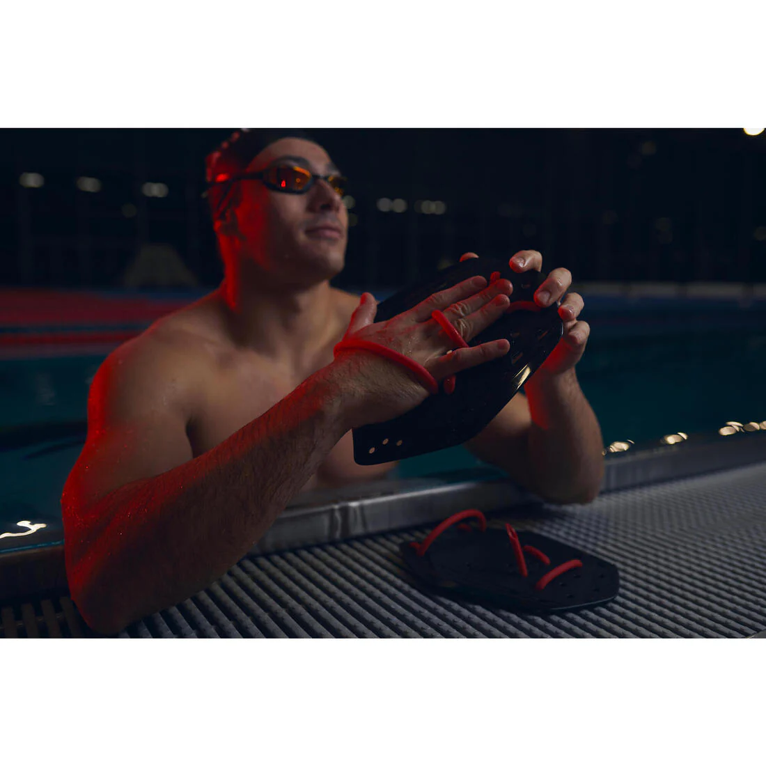 Plaquettes de natation 900 xl noir rouge - Image 8